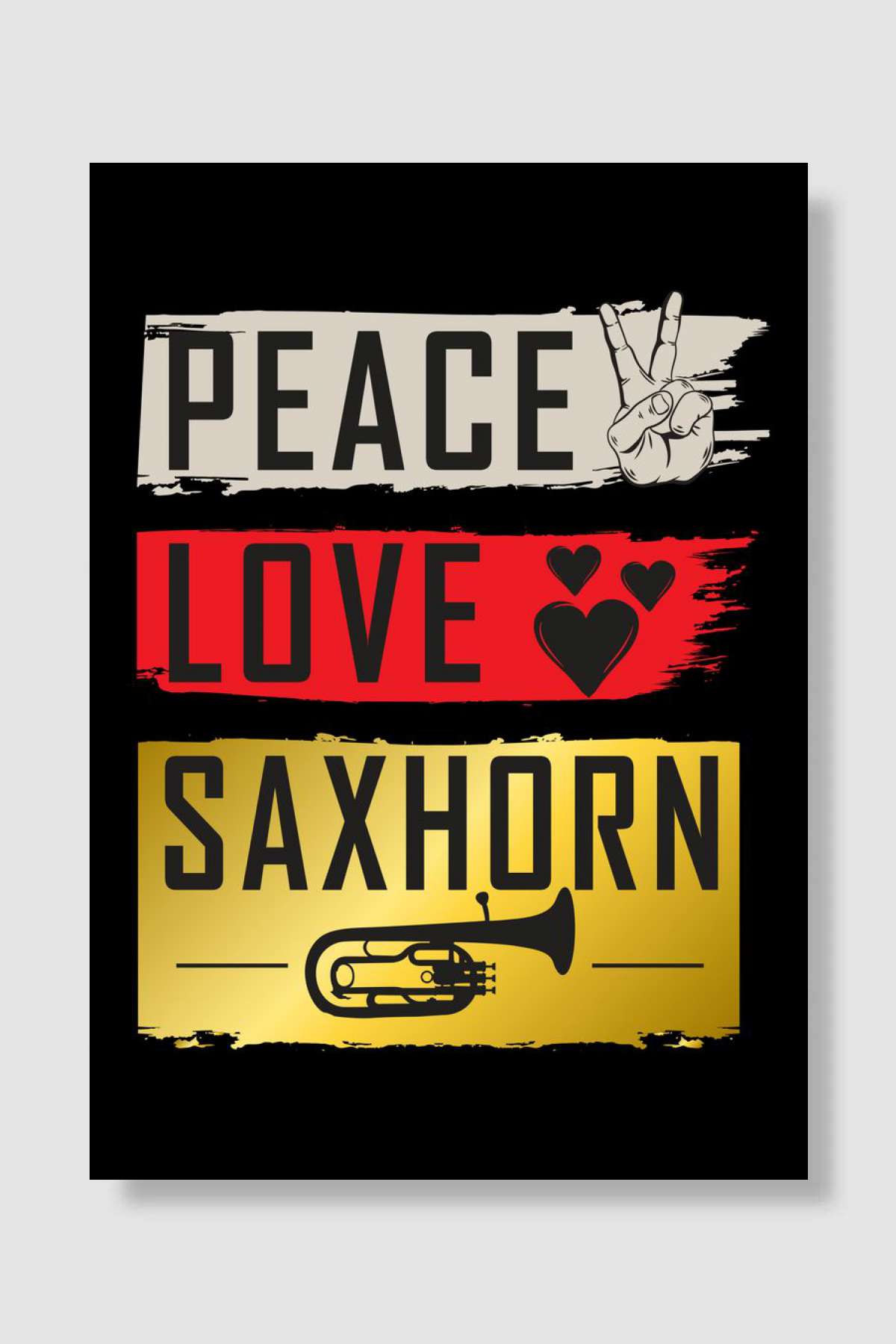 Peace Love Saxhorn Müzik Poster Çerçevesiz Yüksek Kalite Müzik Afiş Duvar Poster