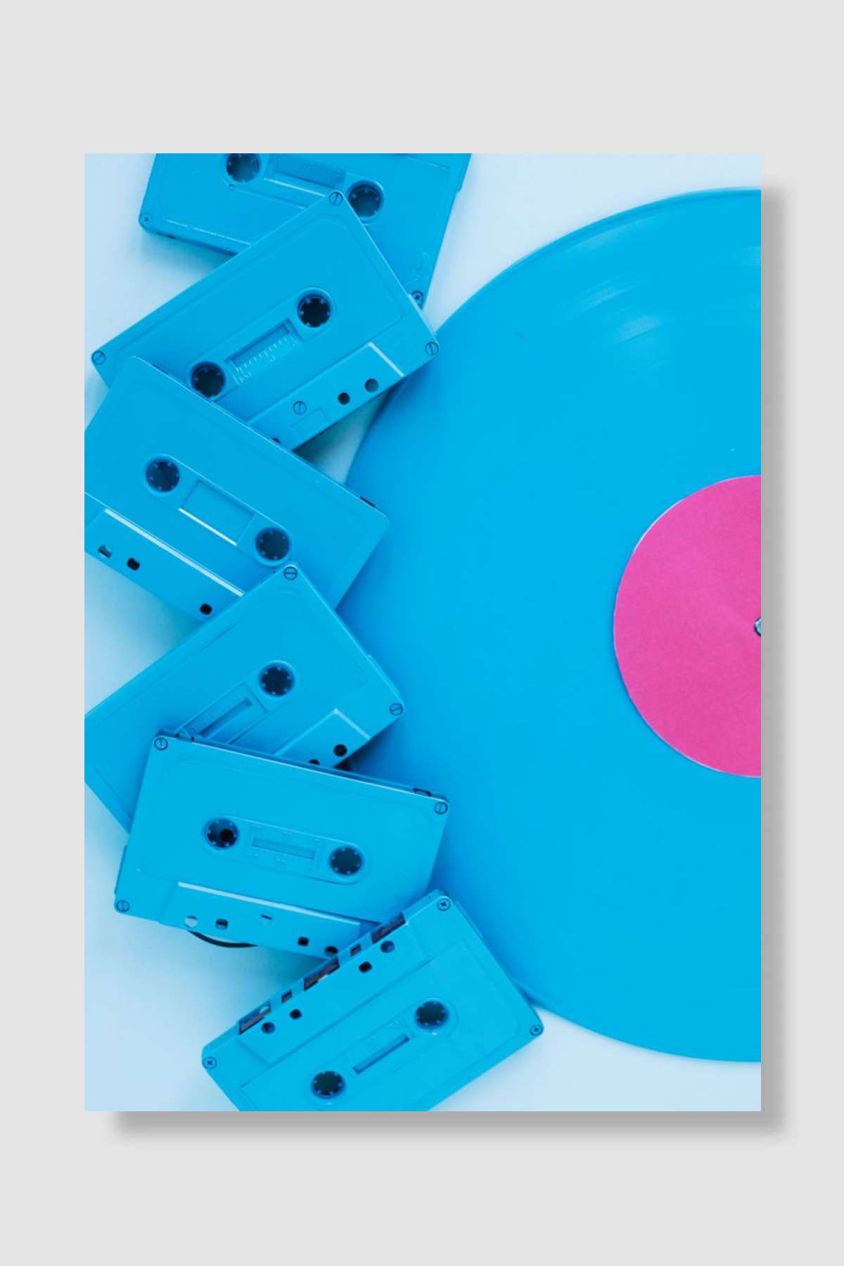 Blue Record Cassettes Müzik Poster Çerçevesiz Yüksek Kalite Müzik Afiş Duvar Poster