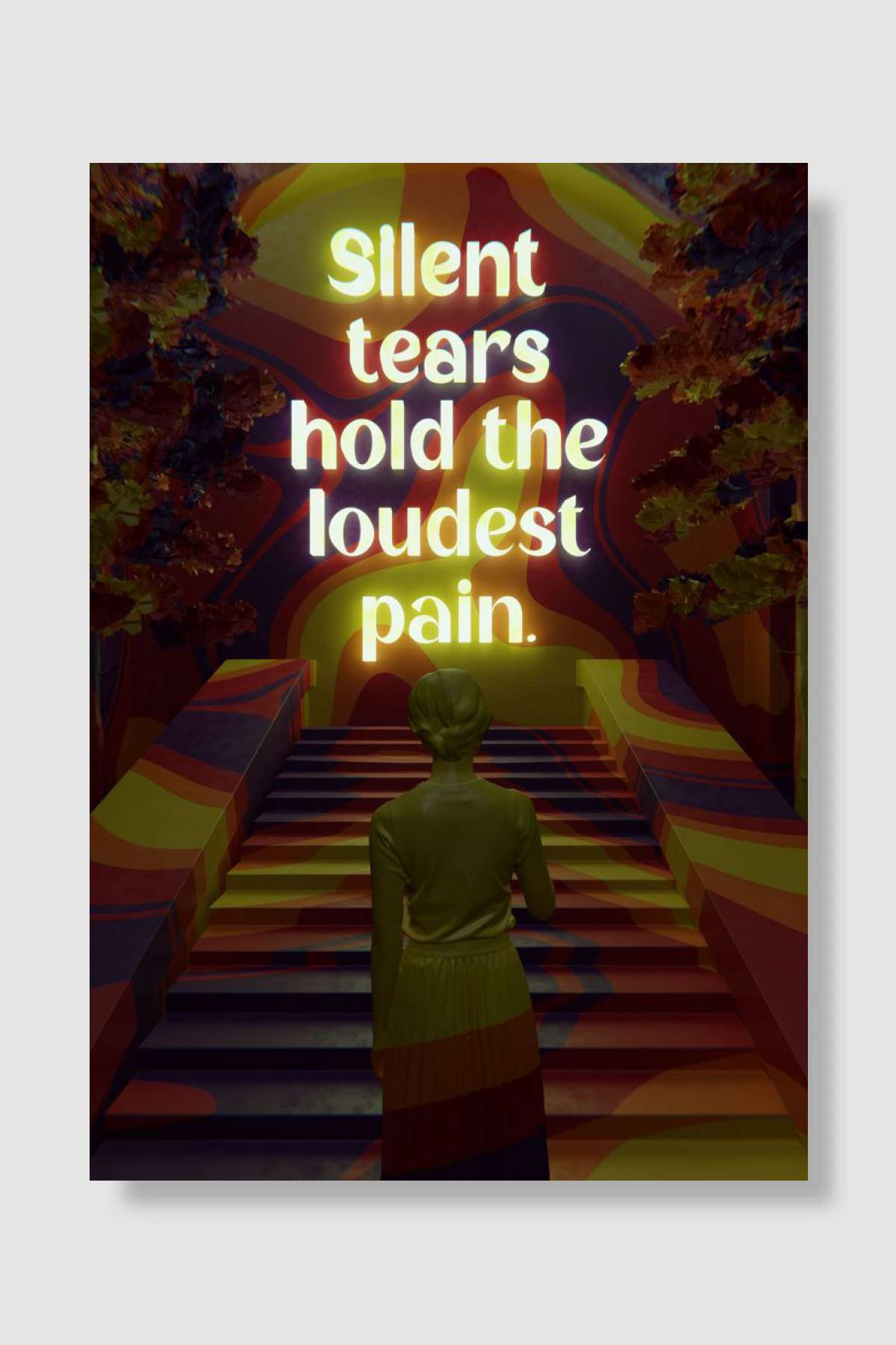 Silent Tears Orange Wave Müzik Poster Çerçevesiz Yüksek Kalite Müzik Afiş Duvar Poster