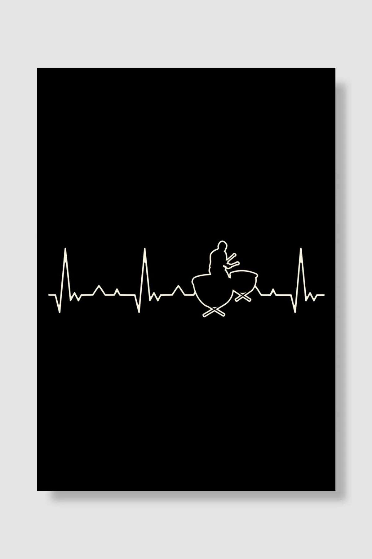 Timpani Drums Playing Man Müzik Poster Çerçevesiz Yüksek Kalite Müzik Afiş Duvar Poster