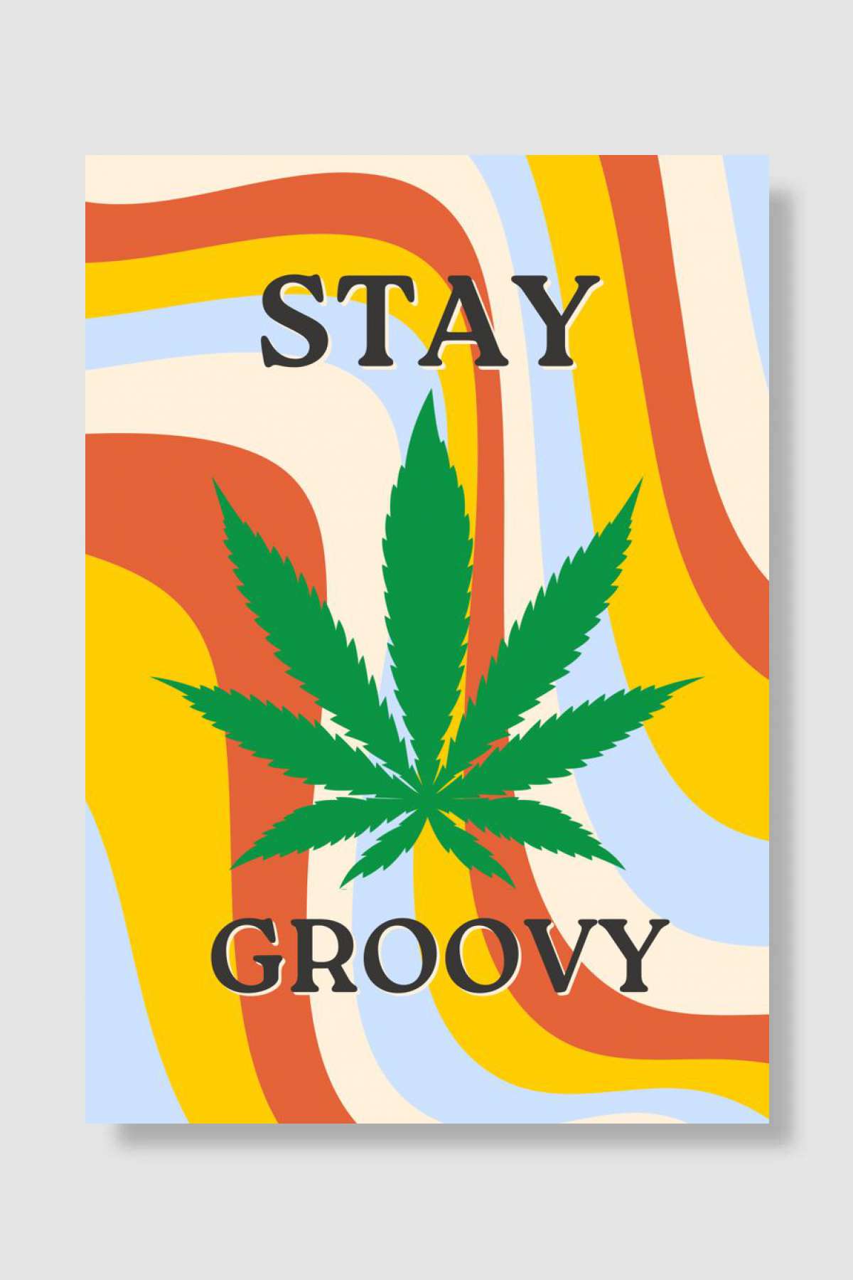 Stay Groovy Green Leaf Müzik Poster Çerçevesiz Yüksek Kalite Müzik Afiş Duvar Poster