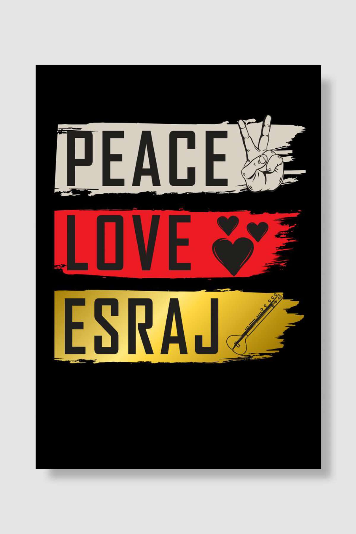 Peace Love Esraj Müzik Poster Çerçevesiz Yüksek Kalite Müzik Afiş Duvar Poster