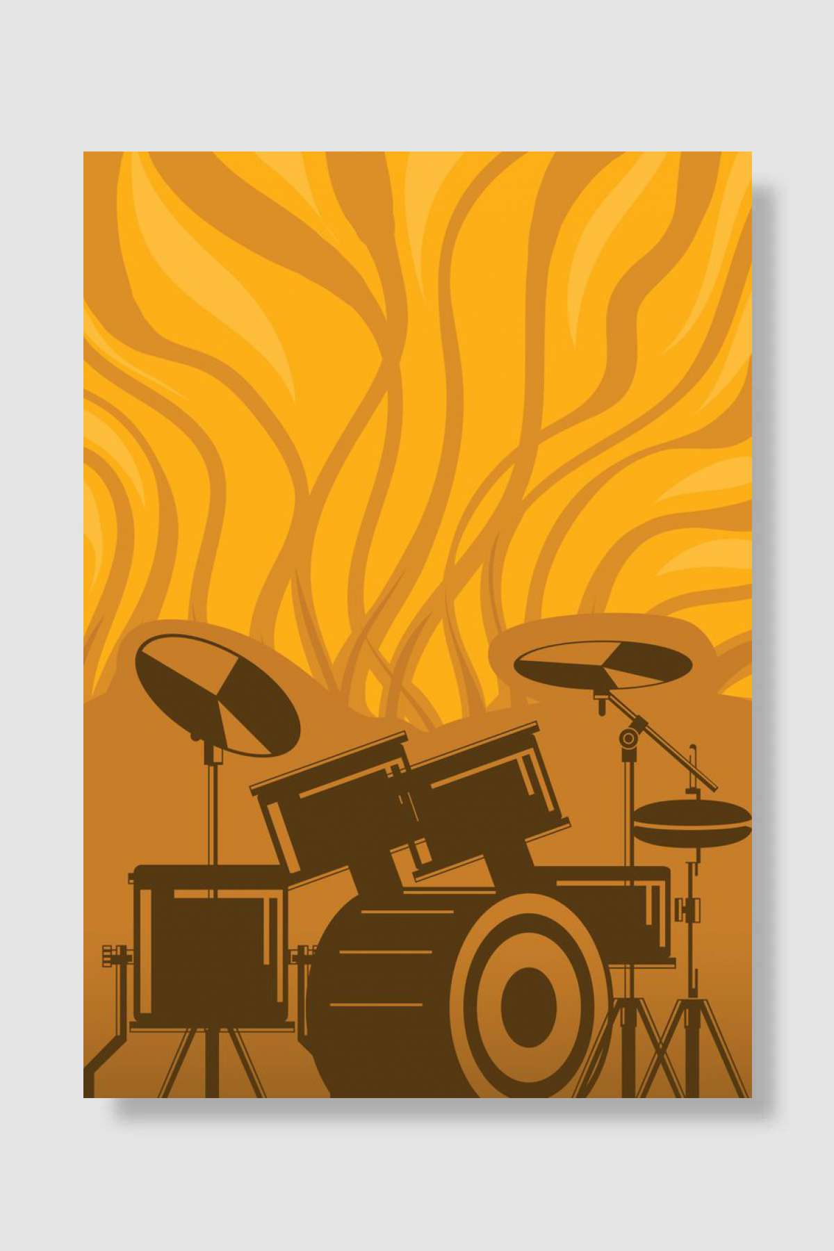 Drums on fire Müzik Poster Çerçevesiz Yüksek Kalite Müzik Afiş Duvar Poster - En İyi Fiyatlarla