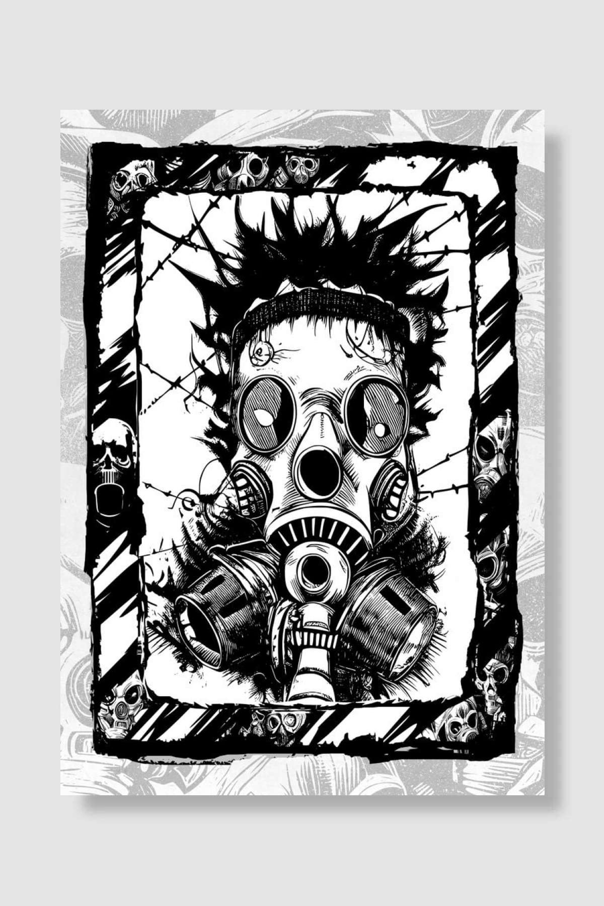 Punk Gasmask Müzik Poster Çerçevesiz Yüksek Kalite Müzik Afiş Duvar Poster