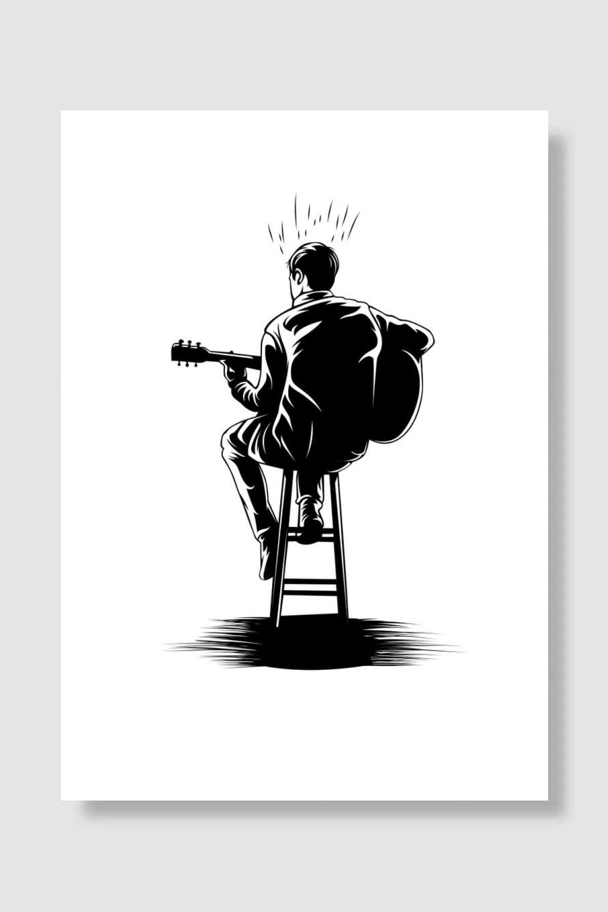 Guitar silhouette Müzik Poster Çerçevesiz Yüksek Kalite Müzik Afiş Duvar Poster