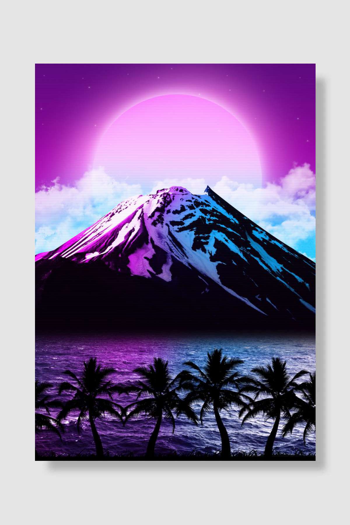 synthwave landscape Müzik Poster Çerçevesiz Yüksek Kalite Müzik Afiş Duvar Poster