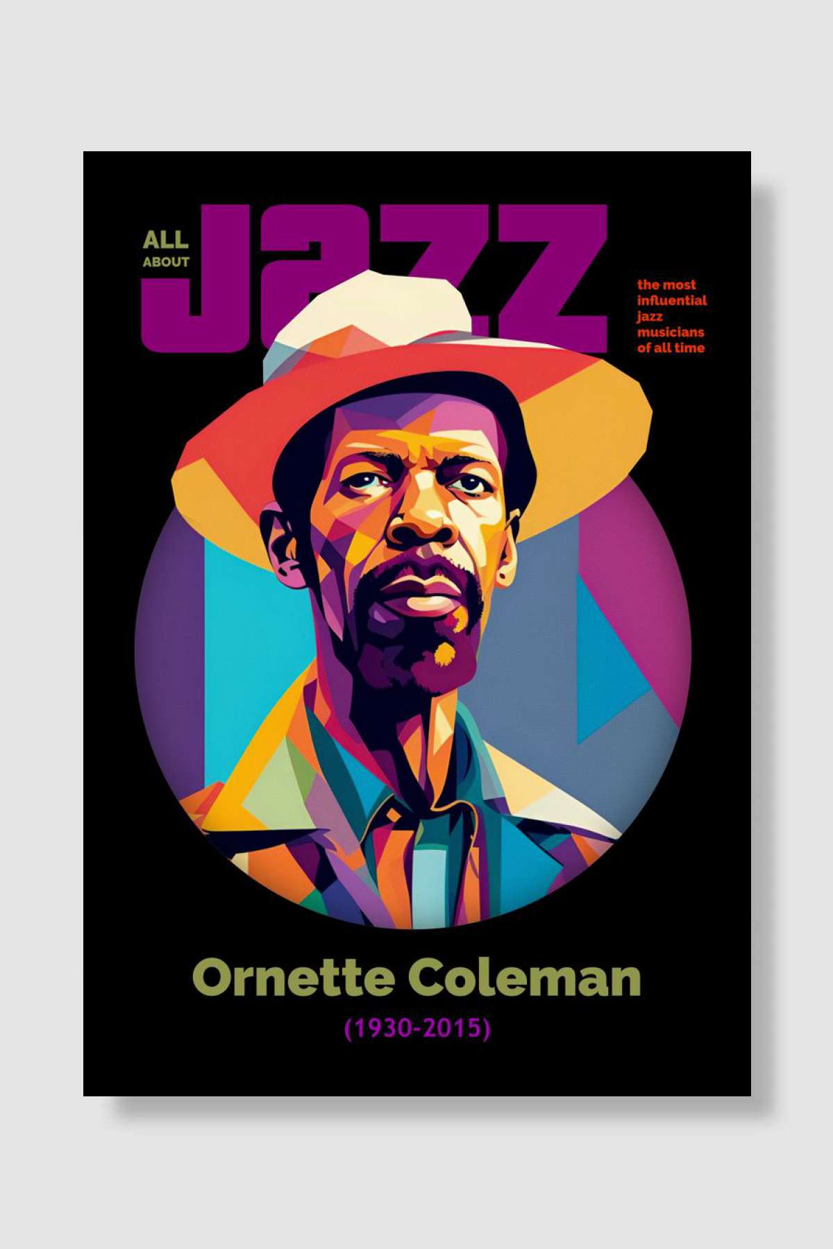 Ornette Coleman WPAP Müzik Poster Çerçevesiz Yüksek Kalite Müzik Afiş Duvar Poster