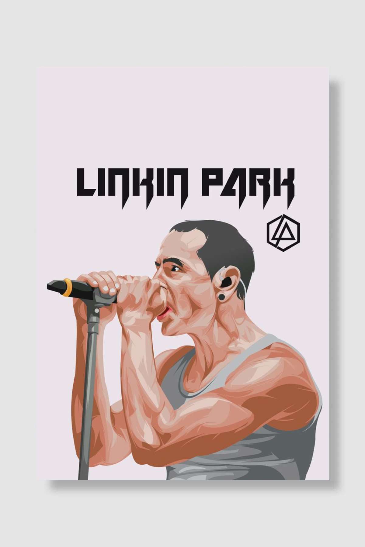 Chester Cartoon Potrait Müzik Poster Çerçevesiz Yüksek Kalite Müzik Afiş Duvar Poster