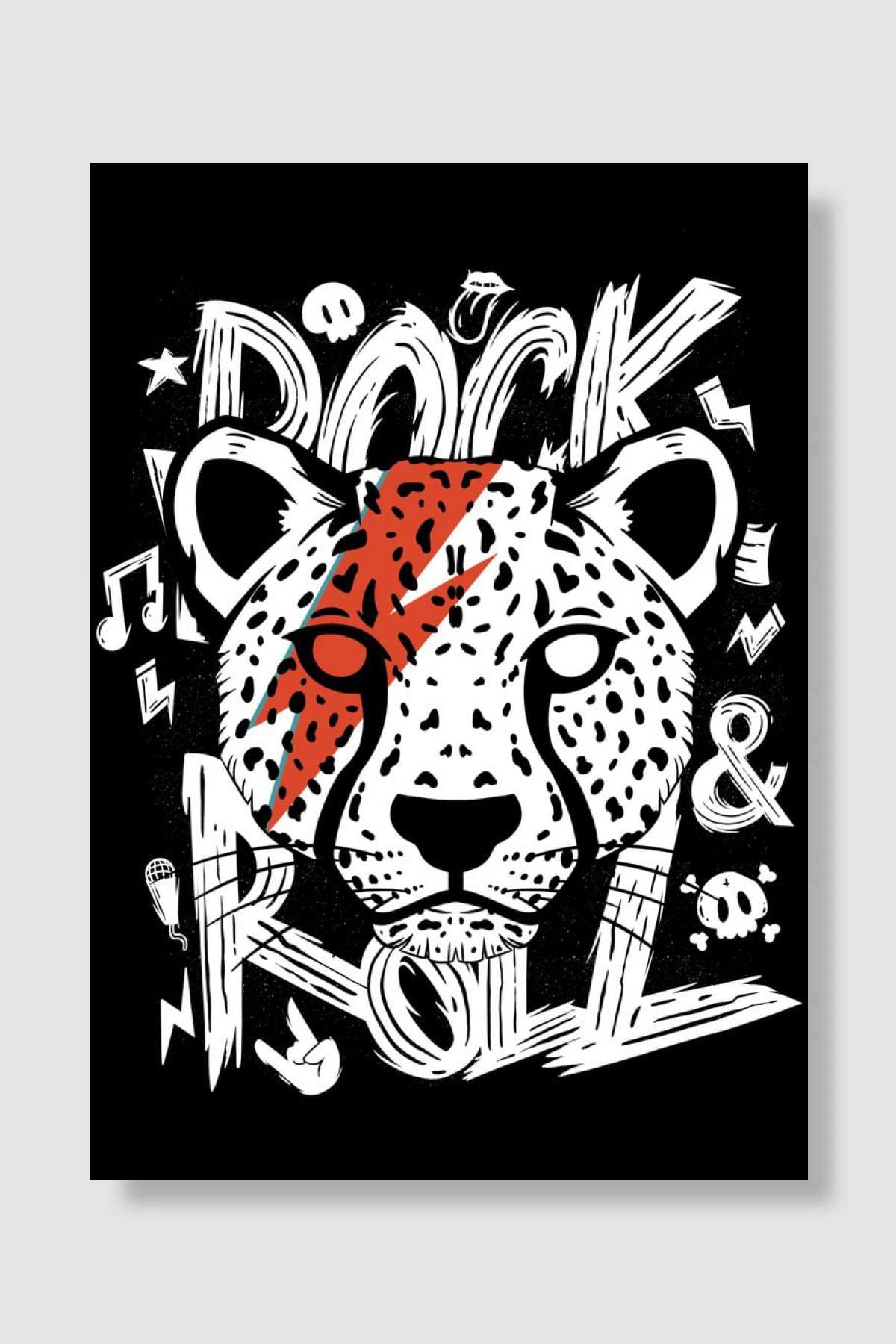 Rock and Roll Leopard Müzik Poster Çerçevesiz Yüksek Kalite Müzik Afiş Duvar Poster - En İyi Fiyatlarla