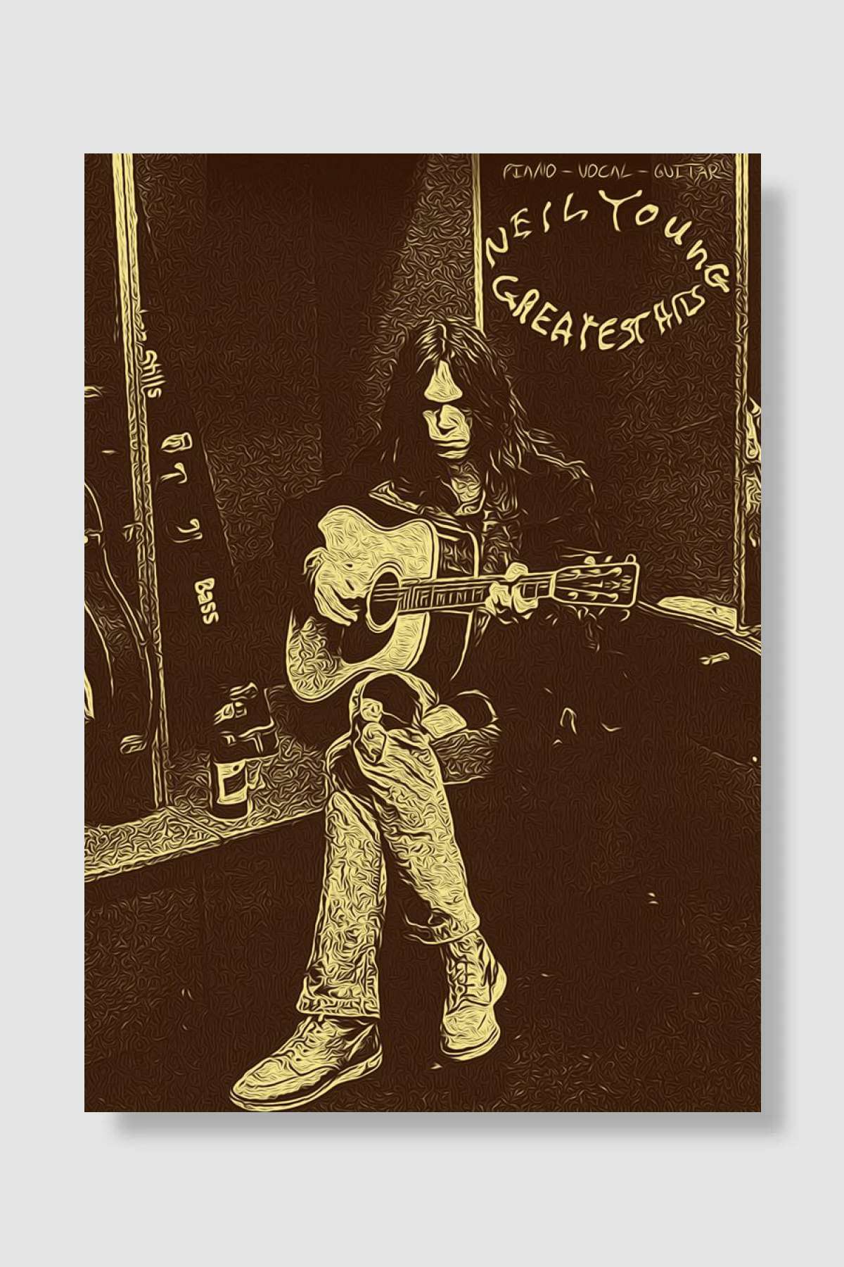 Neil Young Retro Vintage 2 Müzik Poster Çerçevesiz Yüksek Kalite Müzik Afiş Duvar Poster