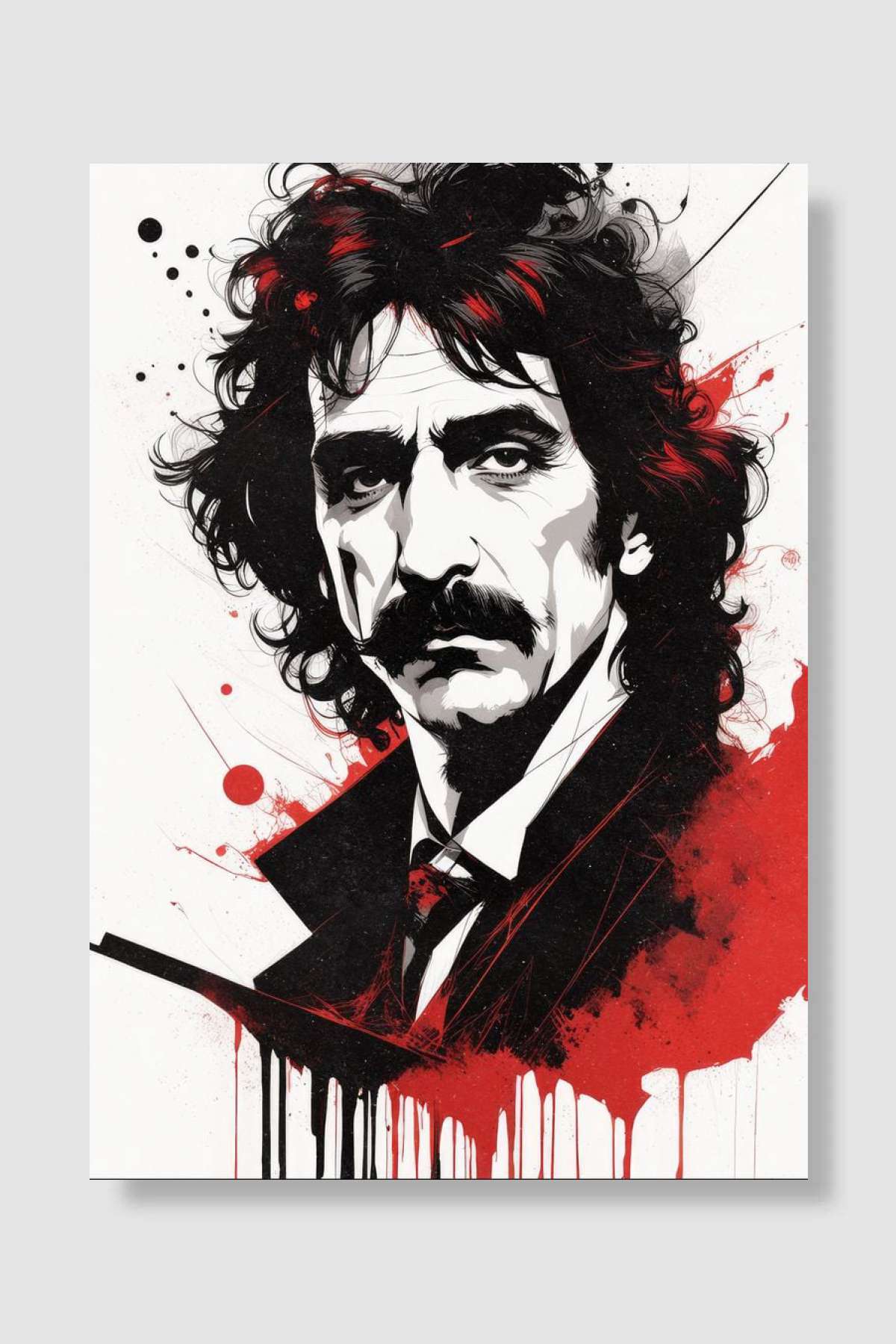 Frank Zappa Splash Fanart Müzik Poster Çerçevesiz Yüksek Kalite Müzik Afiş Duvar Poster