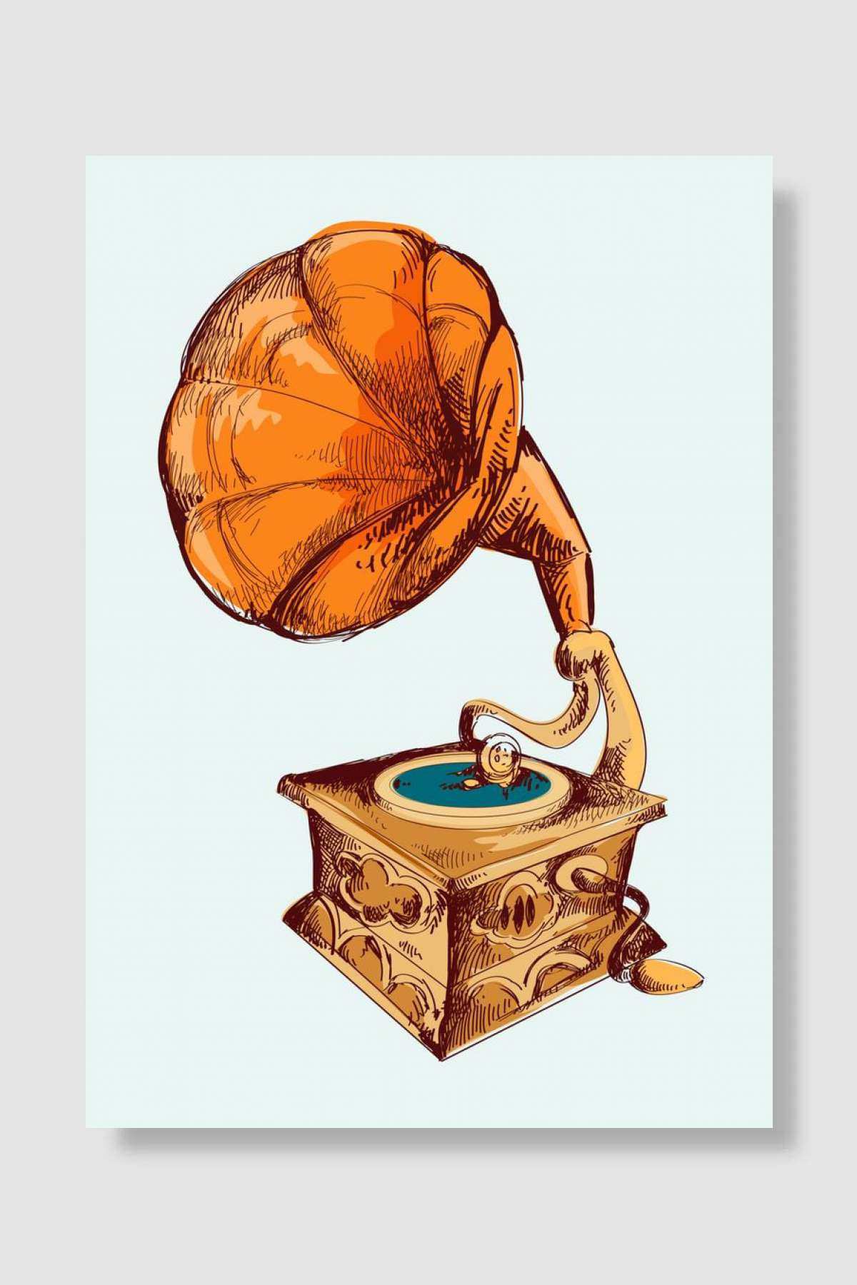 old music machine Müzik Poster Çerçevesiz Yüksek Kalite Müzik Afiş Duvar Poster