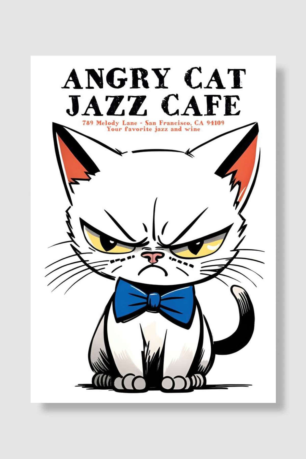 Angry Cat Jazz Cafe Poster Müzik Poster Çerçevesiz Yüksek Kalite Müzik Afiş Duvar Poster