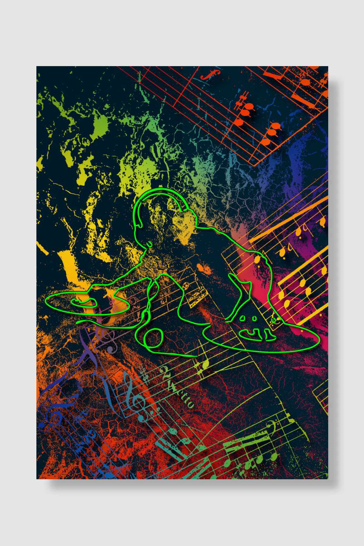 Hip Hop DJ Outline Müzik Poster Çerçevesiz Yüksek Kalite Müzik Afiş Duvar Poster