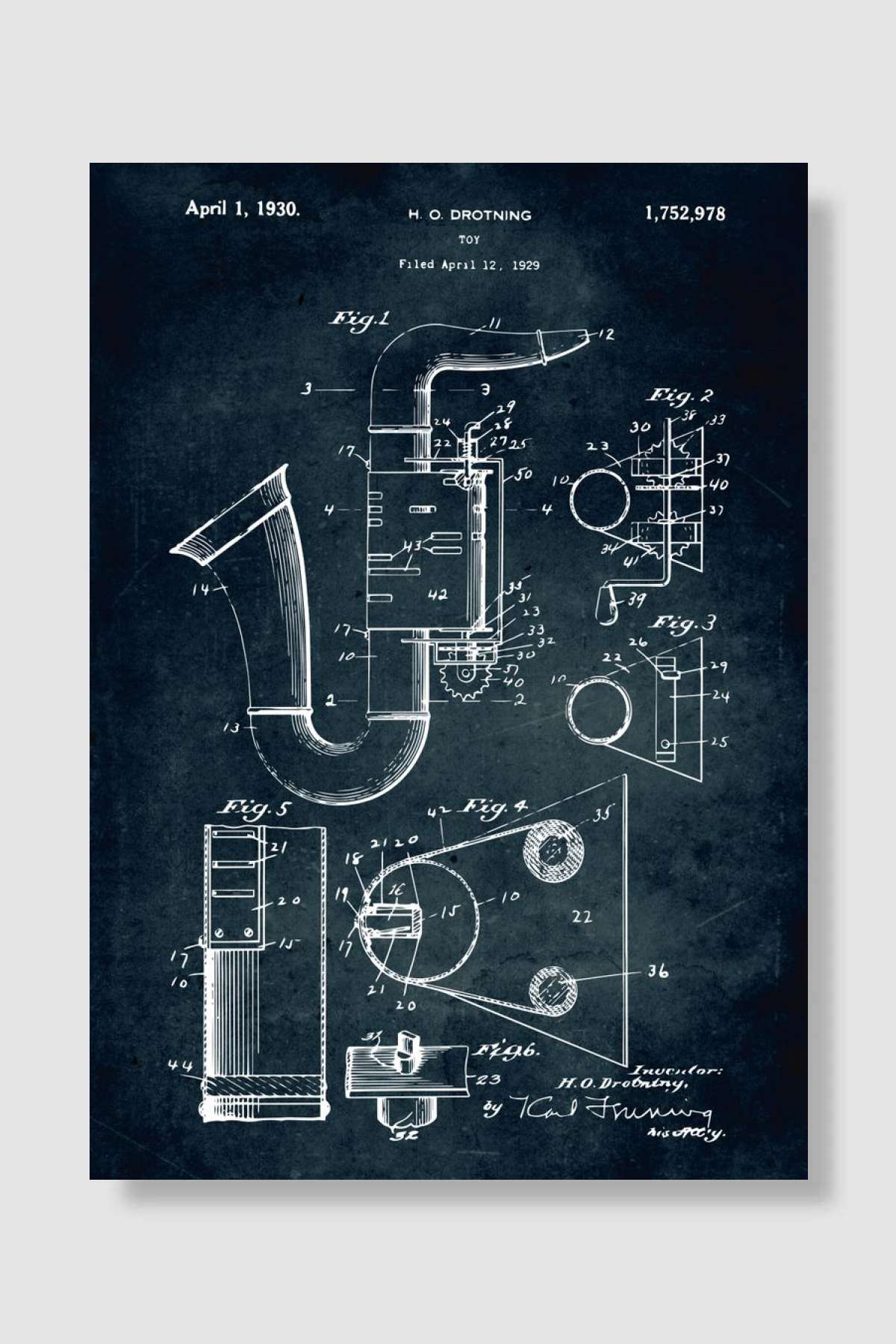 No396-1929-Toy (Saxophone) Müzik Poster Çerçevesiz Yüksek Kalite Müzik Afiş Duvar Poster