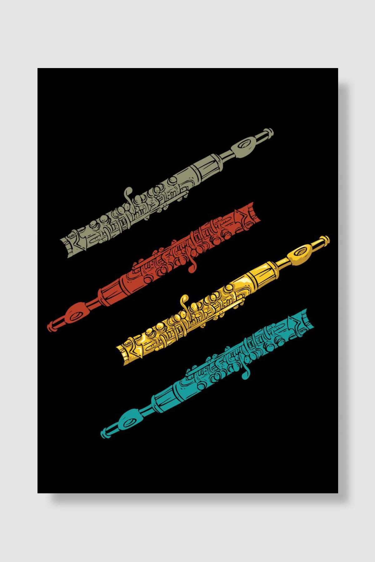Retro Flutes Müzik Poster Çerçevesiz Yüksek Kalite Müzik Afiş Duvar Poster - En İyi Fiyatlarla