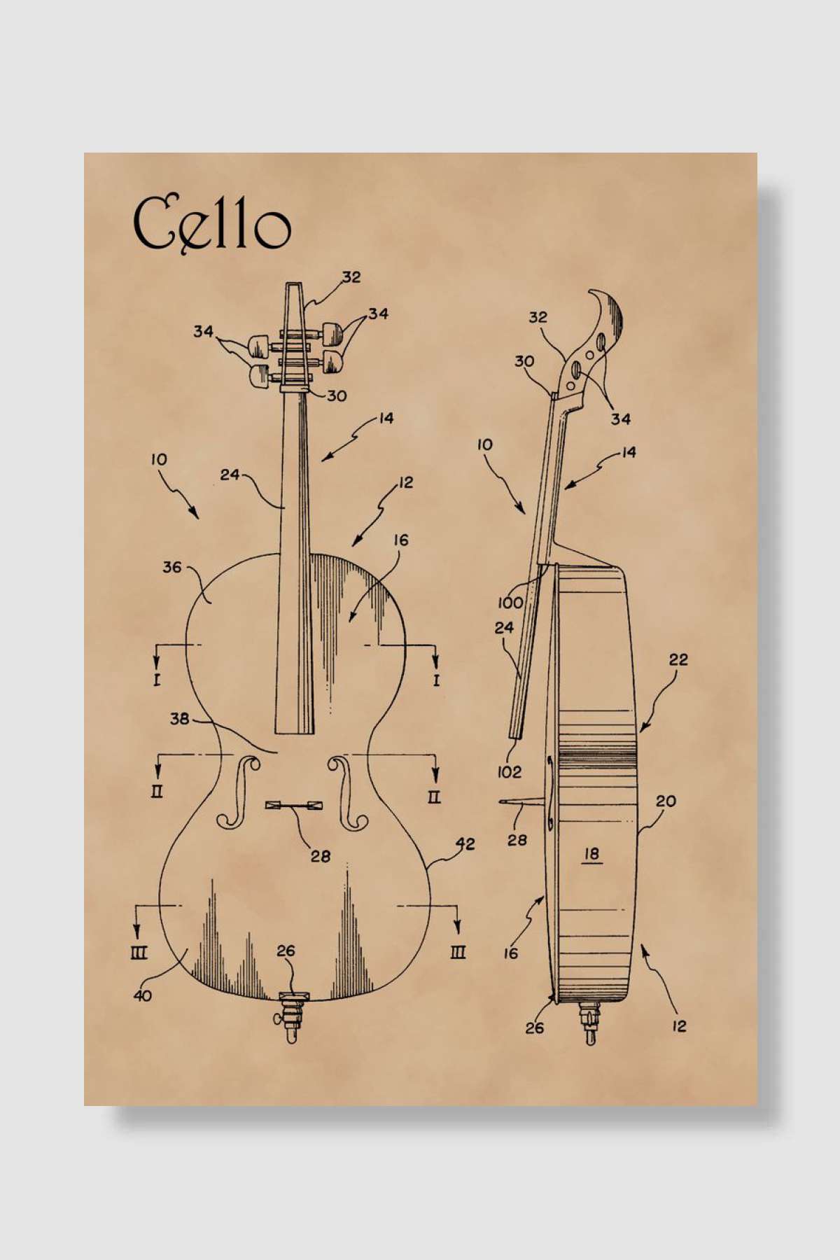 Cello Müzik Poster Çerçevesiz Yüksek Kalite Müzik Afiş Duvar Poster