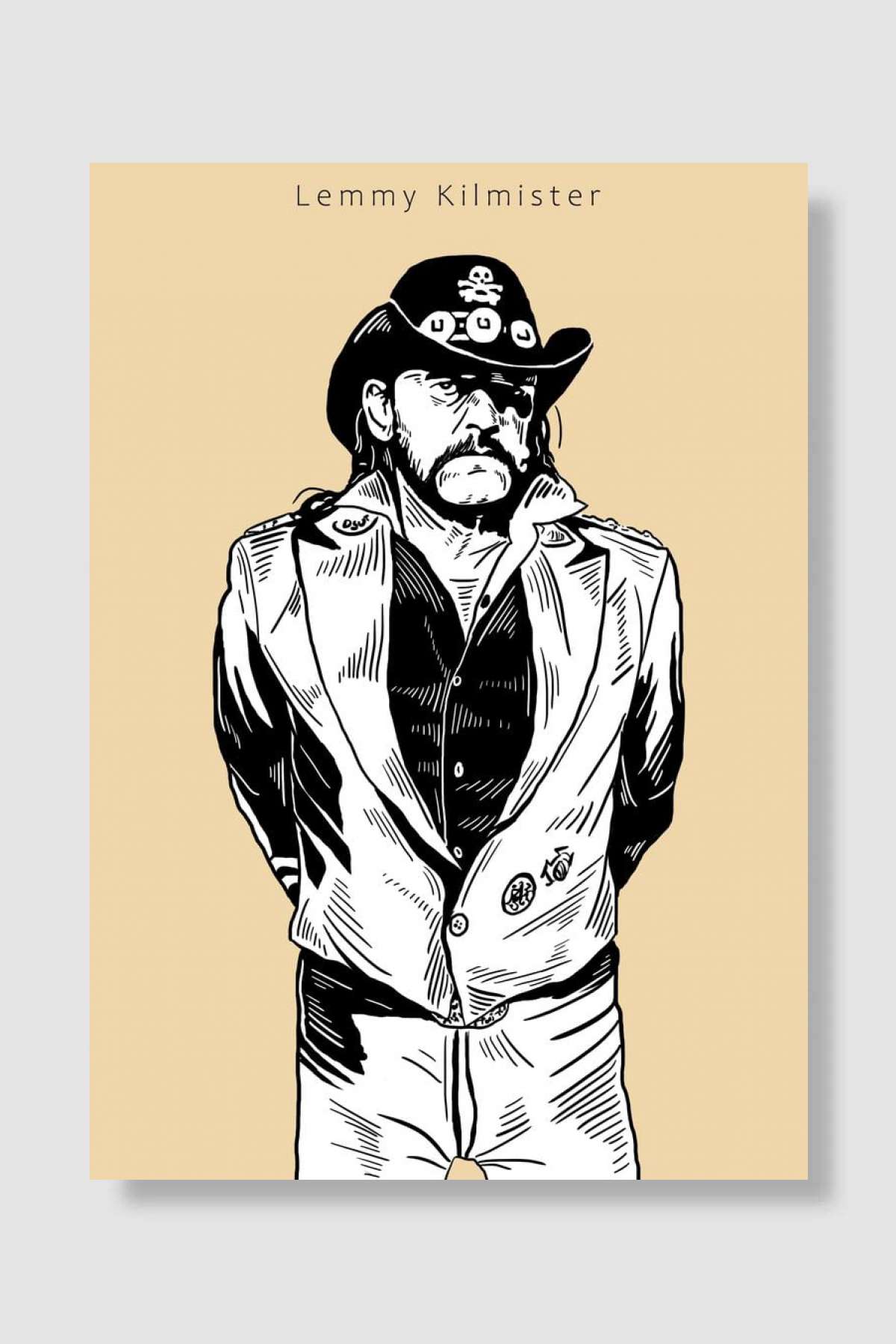 Lemmy Kilmister Beige Müzik Poster Çerçevesiz Yüksek Kalite Müzik Afiş Duvar Poster