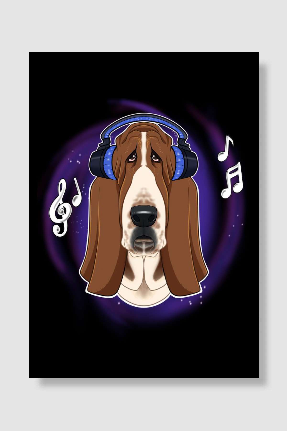 Music Lover I Basset Hound Müzik Poster Çerçevesiz Yüksek Kalite Müzik Afiş Duvar Poster - En İyi Fiyatlarla