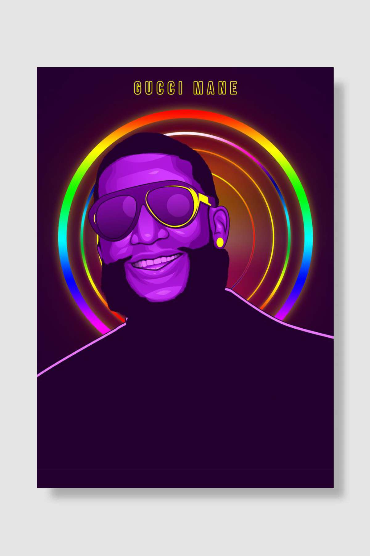 Gucci Mane Neon Art Müzik Poster Çerçevesiz Yüksek Kalite Müzik Afiş Duvar Poster