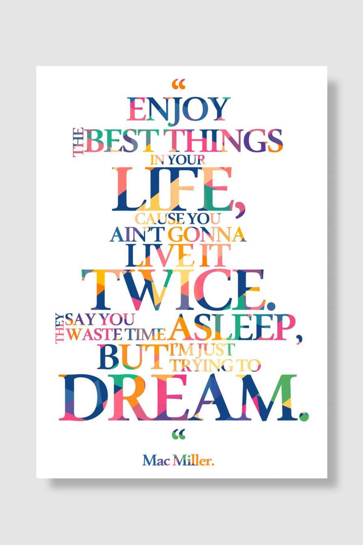 MAC MILLER QUOTE Müzik Poster Çerçevesiz Yüksek Kalite Müzik Afiş Duvar Poster