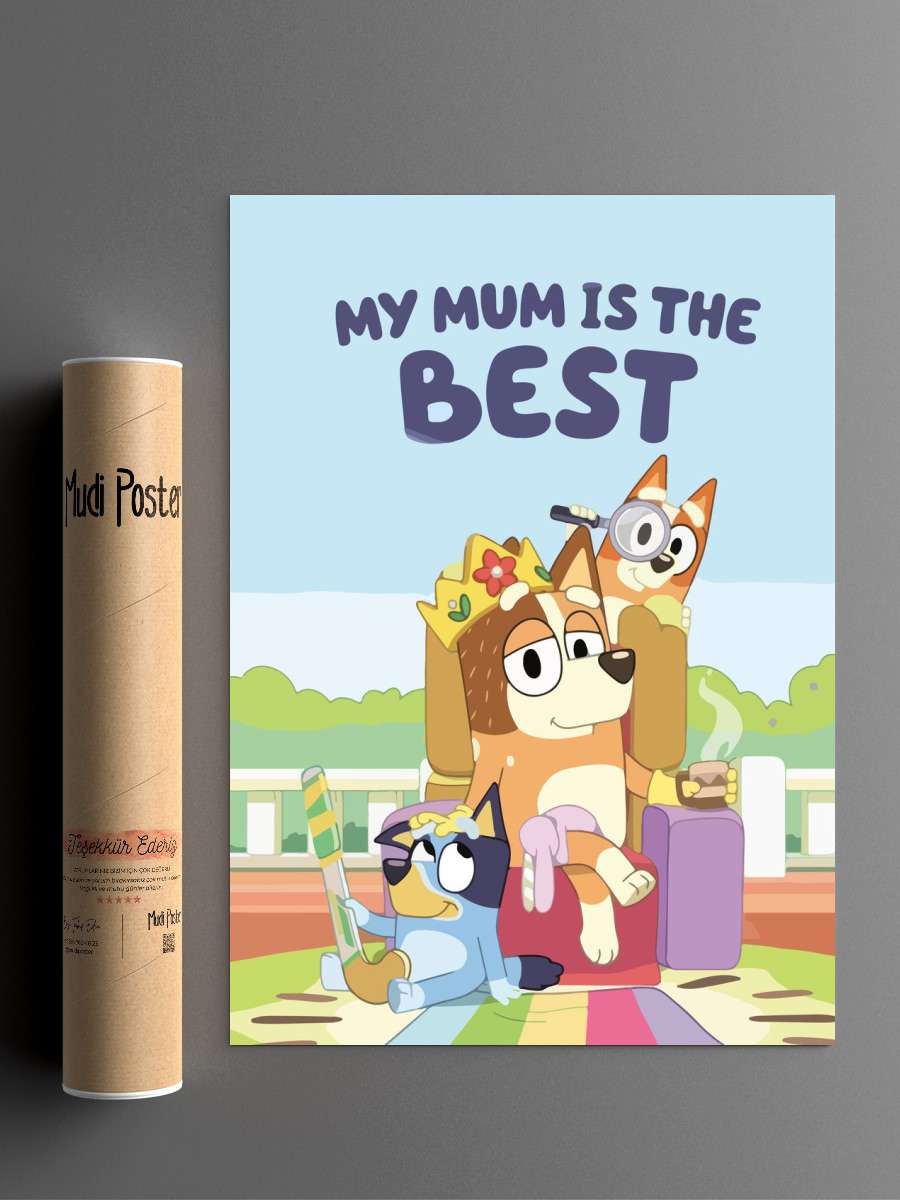 my mum is the best bluey Anime Poster Çerçevesiz Yüksek Kalite Anime Duvar Poster