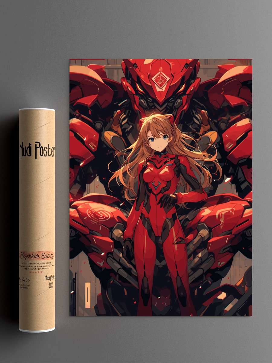 Neon Genesis Icon Asuka Anime Poster Çerçevesiz Yüksek Kalite Anime Duvar Poster