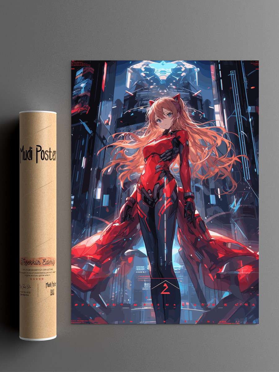 Neon Genesis Icon Asuka Anime Poster Çerçevesiz Yüksek Kalite Anime Duvar Poster