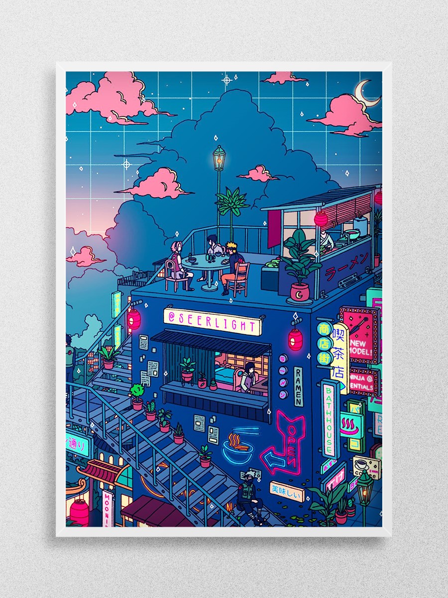 Neon Village Anime Poster Çerçevesiz Yüksek Kalite Anime Duvar Poster