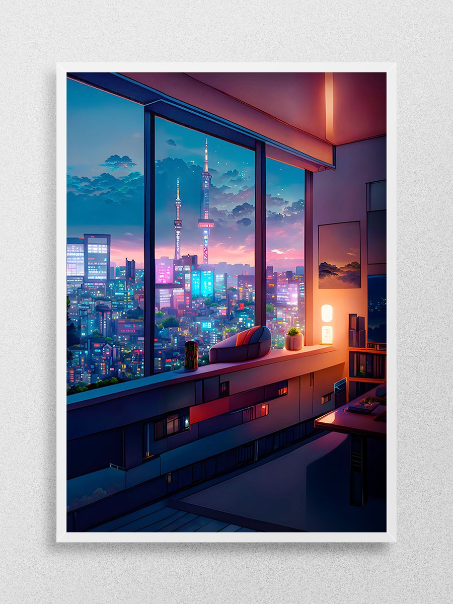 Night City Anime Poster Çerçevesiz Yüksek Kalite Anime Duvar Poster