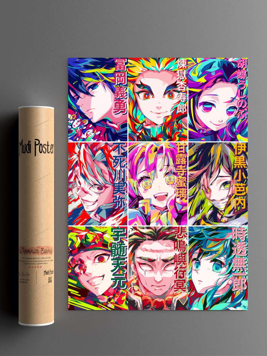 Nine Pillars Demon Slayer Anime Poster Çerçevesiz Yüksek Kalite Anime Duvar Poster