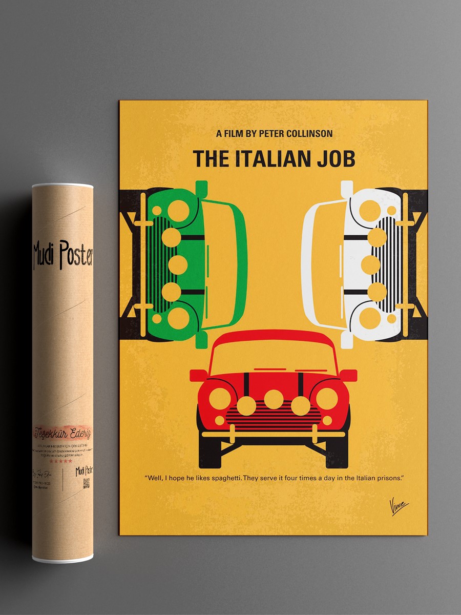 No279 My The Italian Job minimal movie poster After be ...  Poster, Çerçevesiz Tv Film Poster