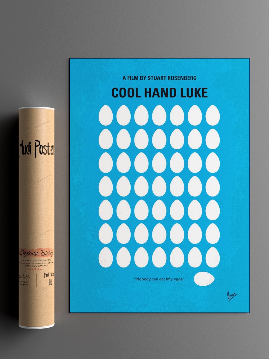 No616 My Cool Hand Luke minimal movie poster A man ref ...  Poster, Çerçevesiz Tv Film Poster