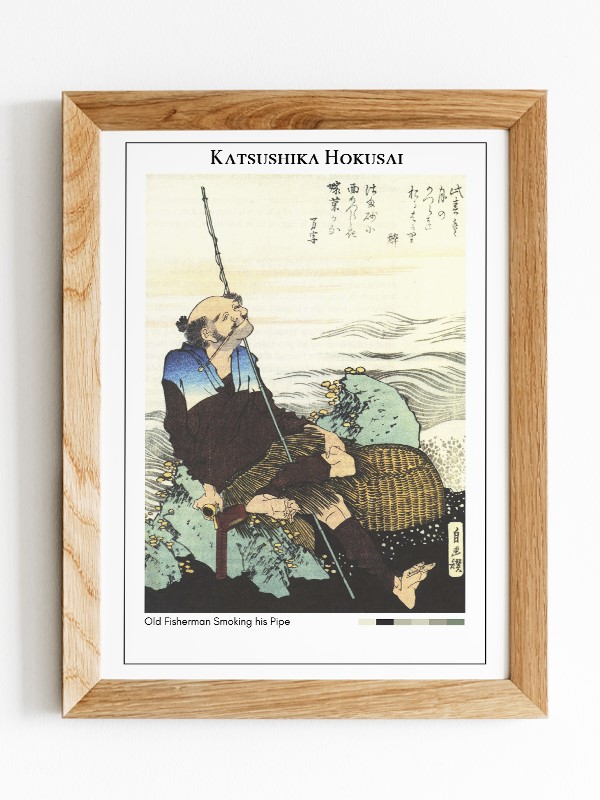Katsushika Hokusai Old Fisherman Smoking his Pipe Poster