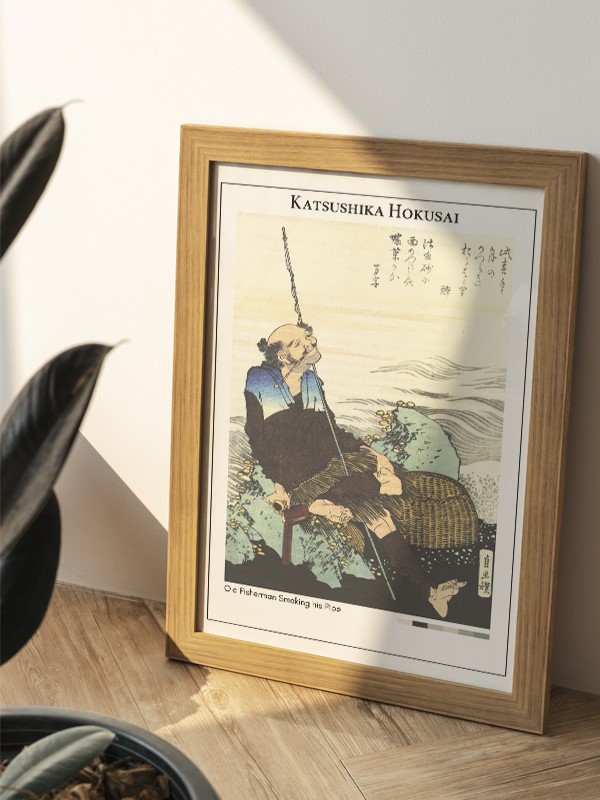 Katsushika Hokusai Old Fisherman Smoking his Pipe Poster