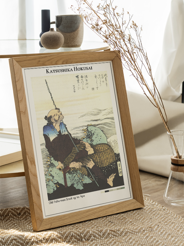 Katsushika Hokusai Old Fisherman Smoking his Pipe Poster
