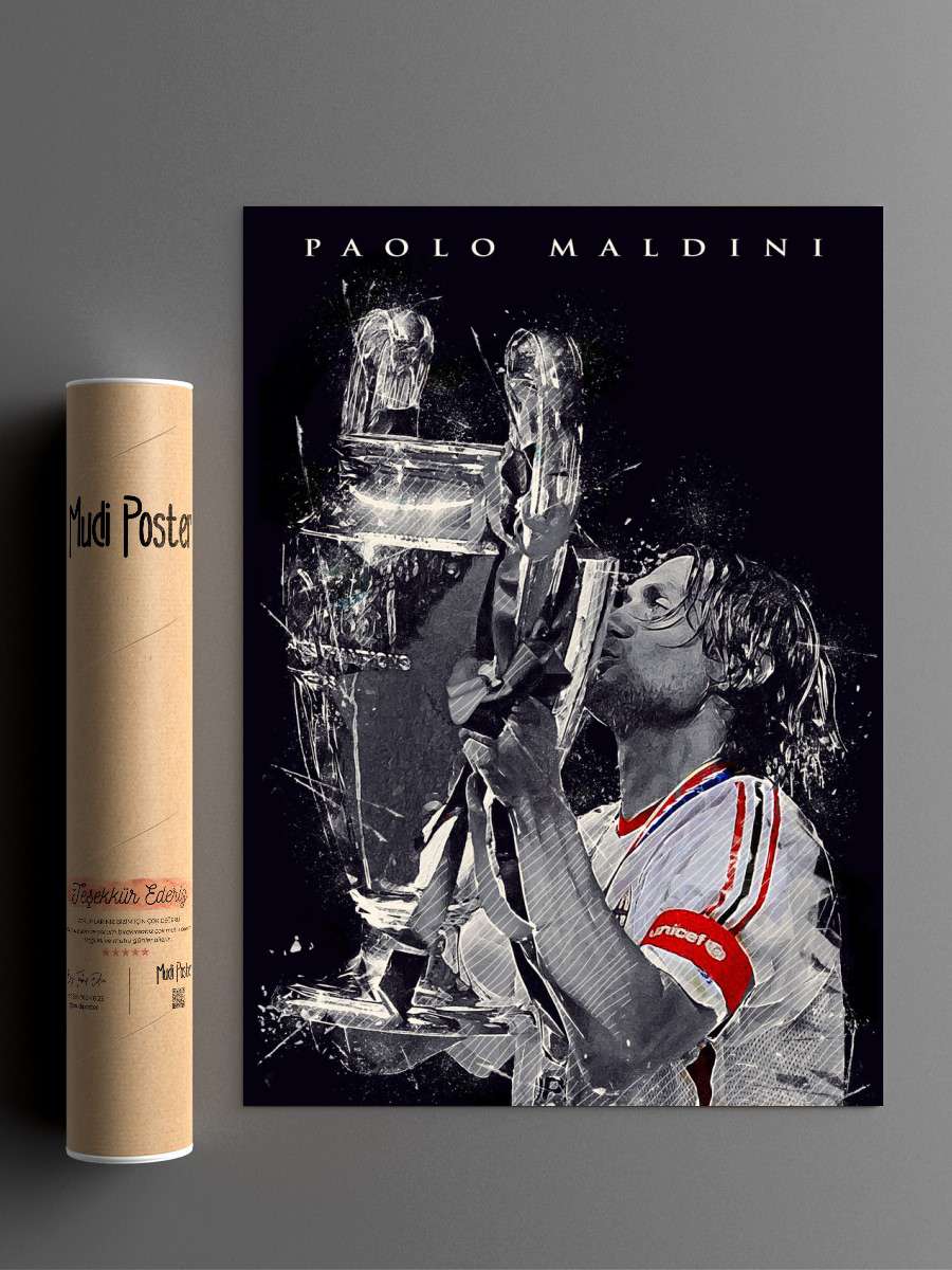 Paolo Maldini Futbol Poster Çerçevesiz Yüksek Kalite Futbolcu Duvar Poster