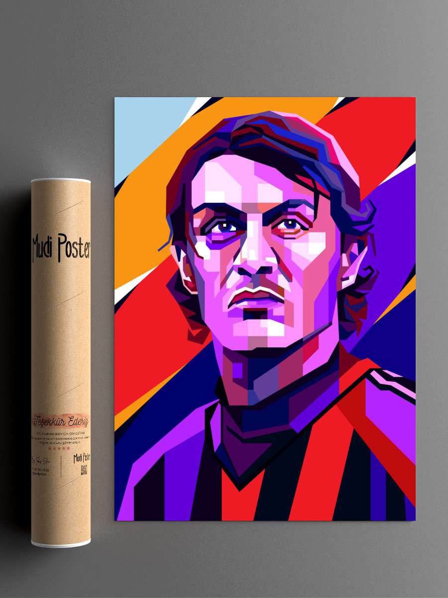 Paolo Maldini Futbol Poster Çerçevesiz Yüksek Kalite Futbolcu Duvar Poster
