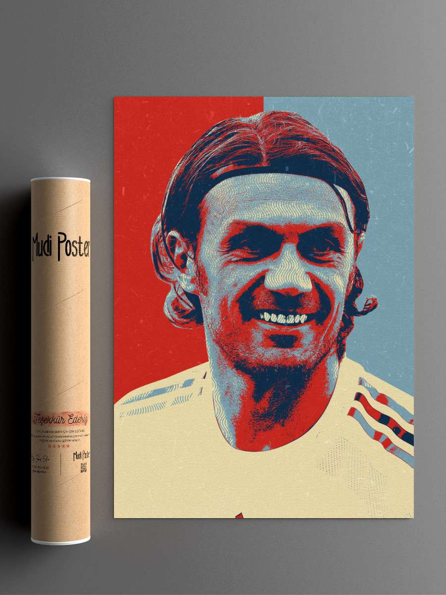 paolo Maldini Futbol Poster Çerçevesiz Yüksek Kalite Futbolcu Duvar Poster