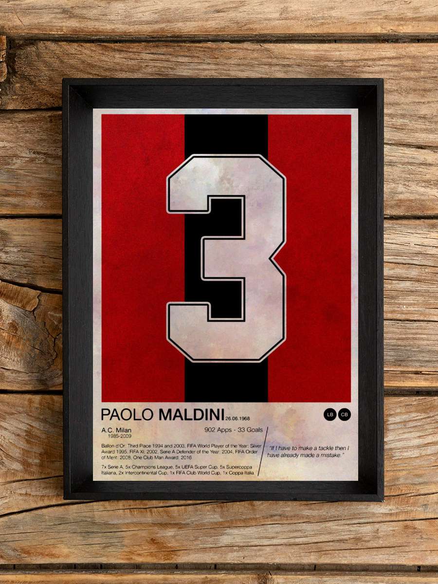 Paolo Maldini Futbol Poster Çerçevesiz Yüksek Kalite Futbolcu Duvar Poster