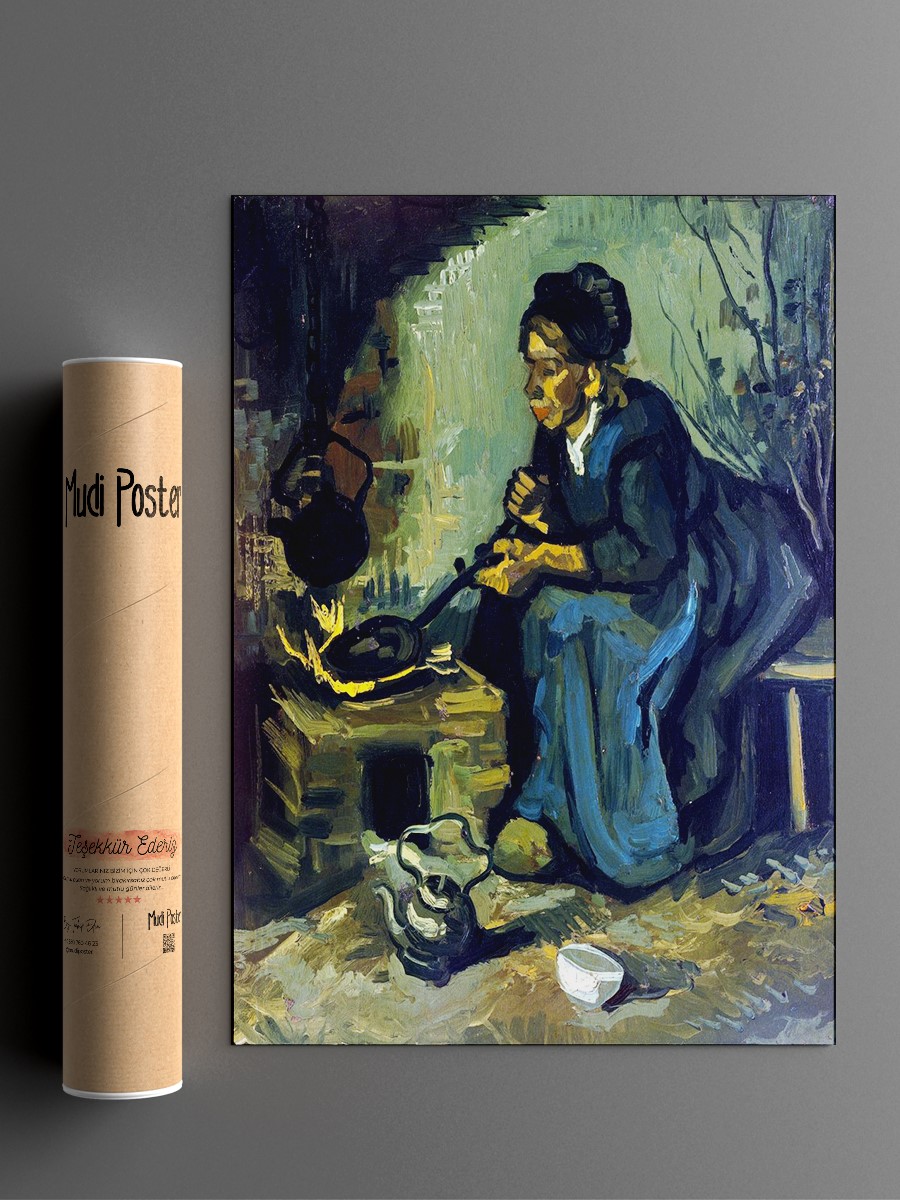 Peasant Woman Cooking Tablo Sanatsal Ünlü Ressam Poster Çerçevesiz Yüksek Kalite Poster