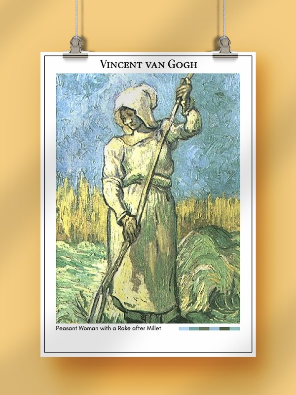 Vincent van Gogh Peasant Woman with a Rake after Millet Poster