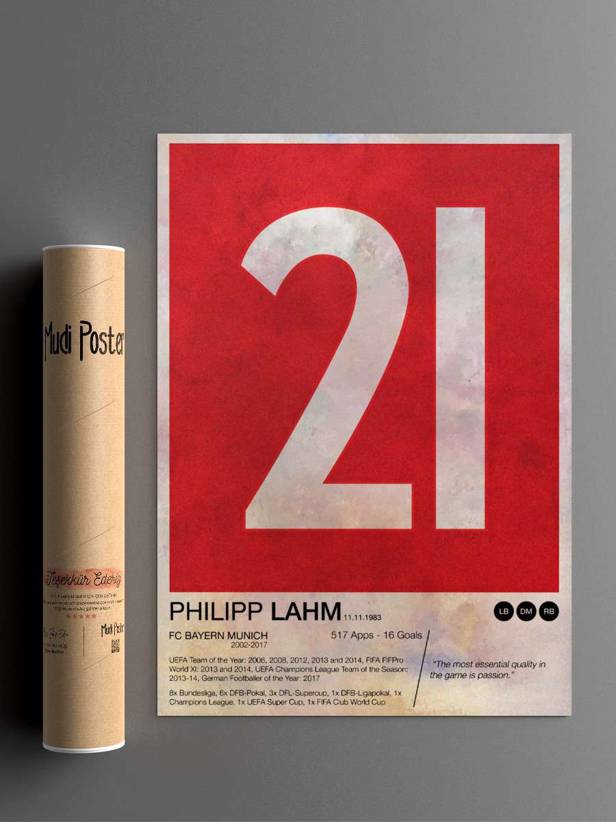 Philipp Lahm Futbol Poster Çerçevesiz Yüksek Kalite Futbolcu Duvar Poster