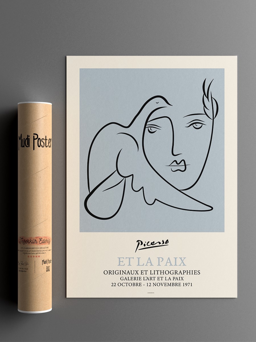 Picasso Man Bird Poster Modern Duvar Tablosu Çerçevesiz Poster Salon, Mutfak Ve Ofis Duvar Dekoru