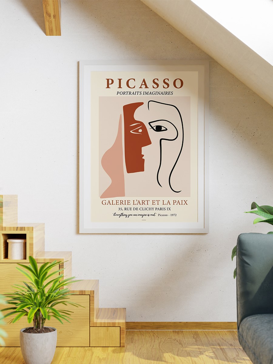 Picasso Soyut Yüz Poster Modern Duvar Tablosu Çerçevesiz Poster Salon, Mutfak Ve Ofis Duvar Dekoru