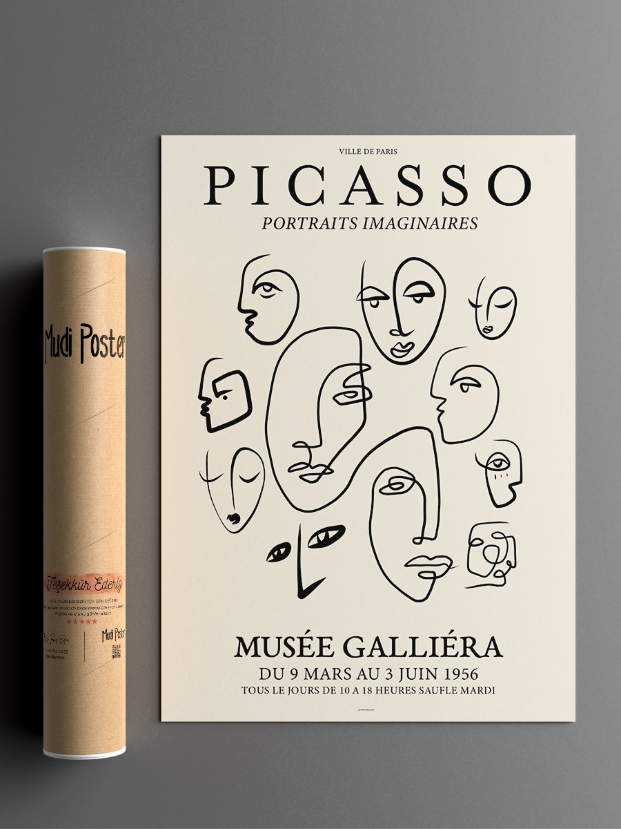Picasso Soyut Yüzler Poster Modern Duvar Tablosu Çerçevesiz Poster Salon, Mutfak Ve Ofis Duvar Dekoru