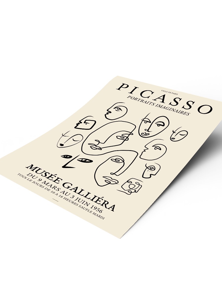 Picasso Soyut Yüzler Poster Modern Duvar Tablosu Çerçevesiz Poster Salon, Mutfak Ve Ofis Duvar Dekoru