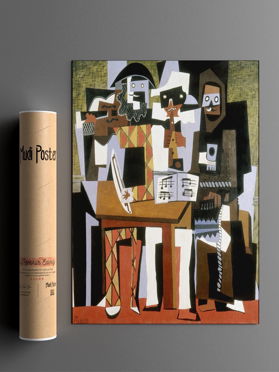 Picasso Three Musicians Tablo Sanatsal Ünlü Ressam Poster Çerçevesiz Yüksek Kalite Poster
