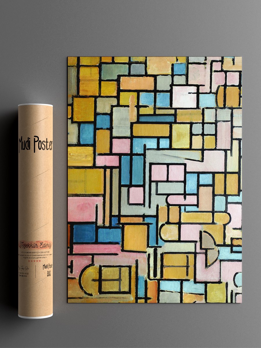 Piet Mondrian Tableau III Tablo Sanatsal Ünlü Ressam Poster Çerçevesiz Yüksek Kalite Poster