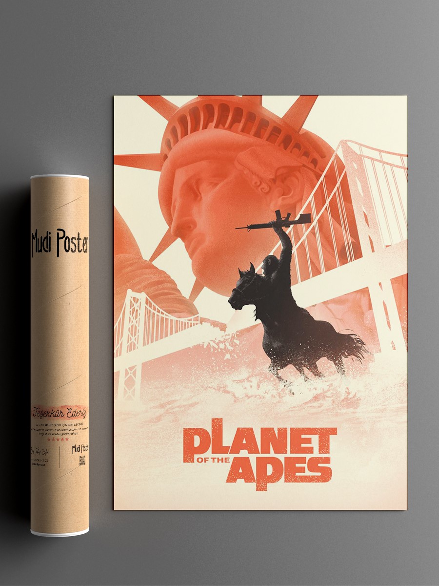 Planet of the Apes Minimal Poster, Çerçevesiz Tv Film Poster